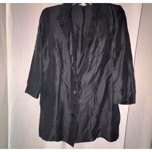Vintage Silks by LSC Women's long shirt duster black‎ 100% silk medium